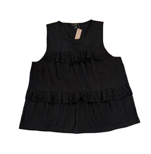 NWT J. Crew Black Tiered Eyelet Ruffle Tank Top
